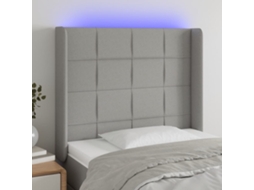 Vidaxl Cabeceira Cama C/ Luzes Led Tecido 93x16x118/128 Cm Cinza-claro