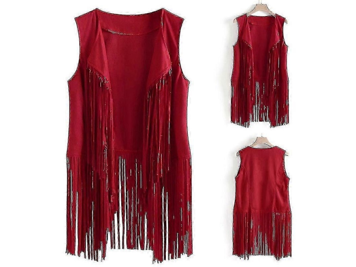 Colete jeans para mulher, estilo anos 20, com tassel, sem mangas, retrô, hippie