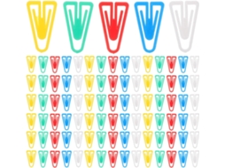 100 pequenos clipes de papel triangulares de plástico, ideais para prender documentos e cartas na sua mesa ou no escritório da escola.