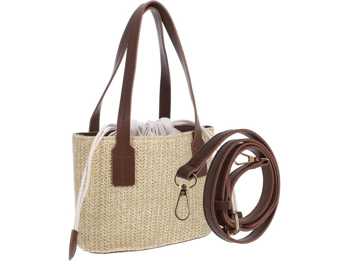 Bolsa De Praia Feminina Em Tecido Trançado, Bolsa De Armazenamento Portátil, Bolsa De Ombro