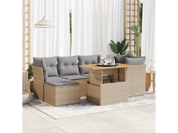Vidaxl 7 Pcs Conjunto de Sofás P/ Jardim com Almofadões Vime Pe Bege