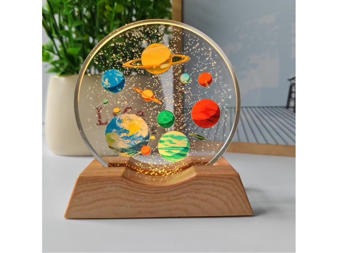 Luminária Noturna Led Bola de Cristal Galáxia 3d, Lâmpada Espacial Usb, Decoração de Mesa, Iluminação Ambiente para Quarto BRILVIBERA