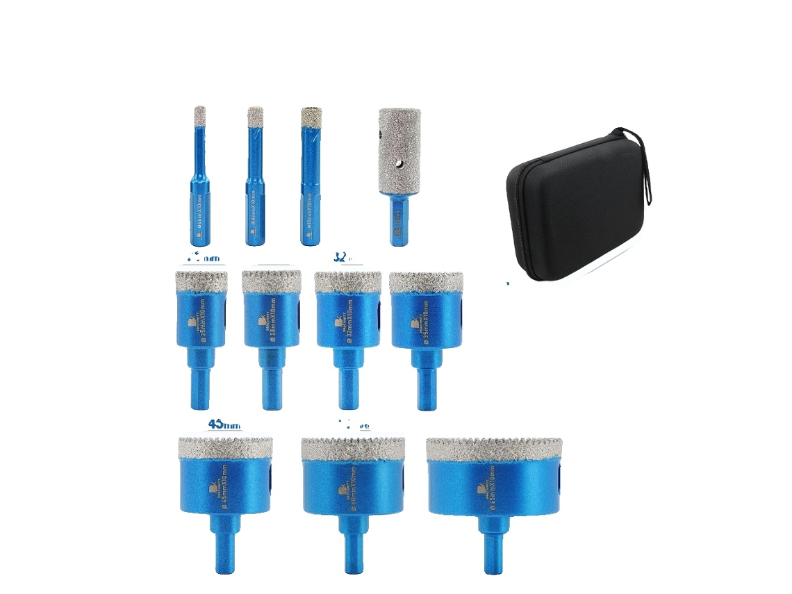 Brocas De Perfuração Em Diamante, Conjunto De 11 Peças, Haste Triangular, 11pcs Kit