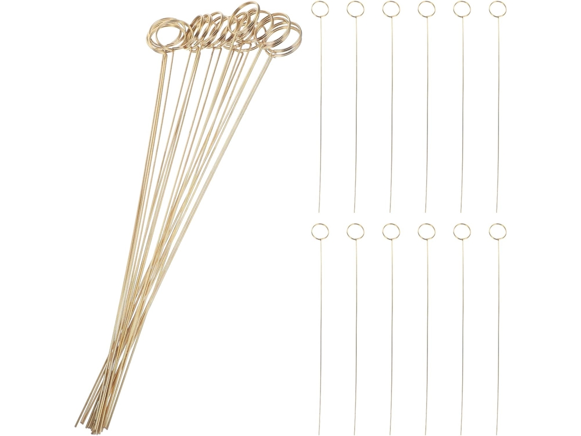 Conjunto 40 Prendedores Cartão Redondos Metal Estampa Floral Dourada Criativos Resistentes Reutilizáveis GOKOCO