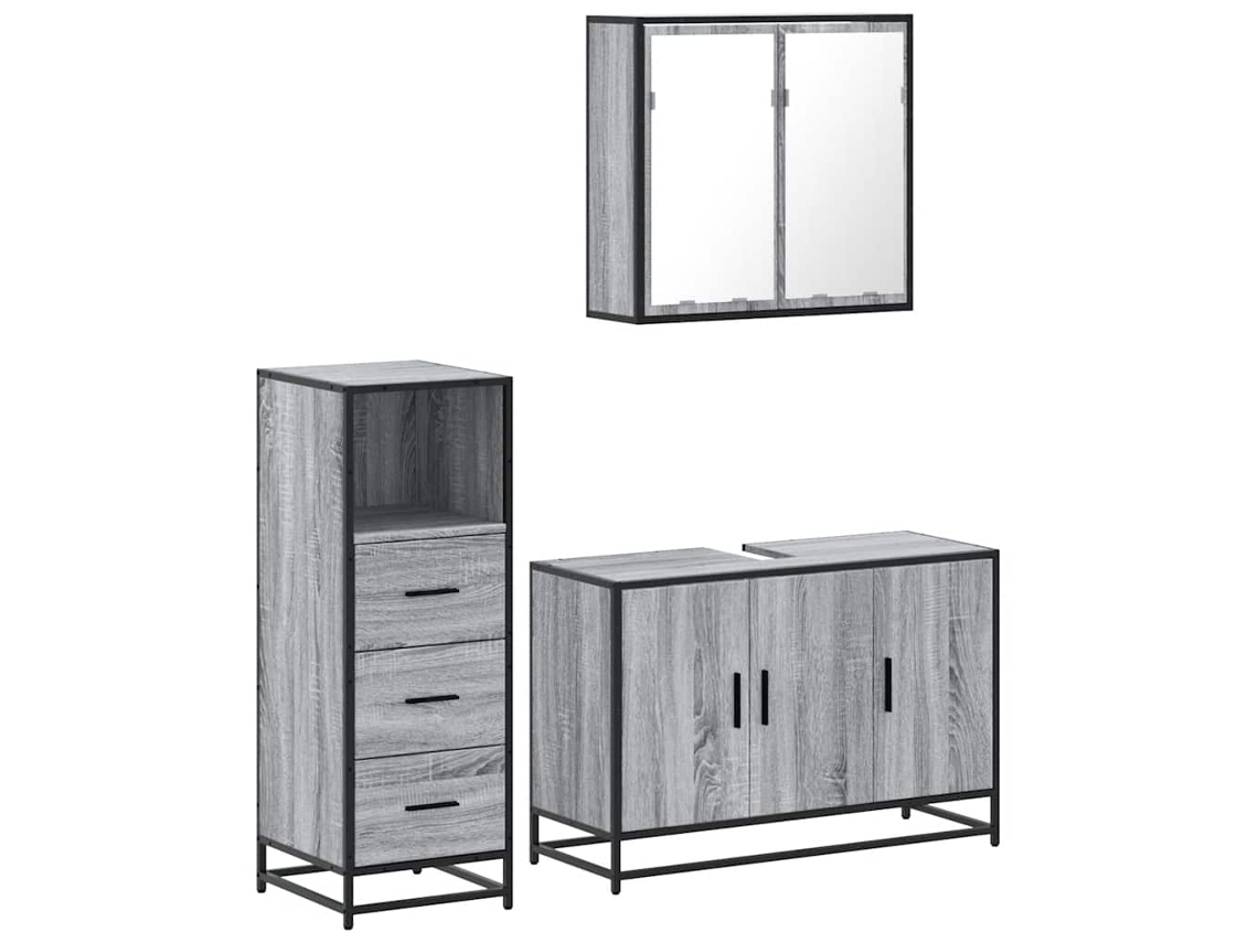 Bathroom Furniture Set, Bathroom Furniture Sets Vidaxl Cinzeto Madeira Processada (n/a)