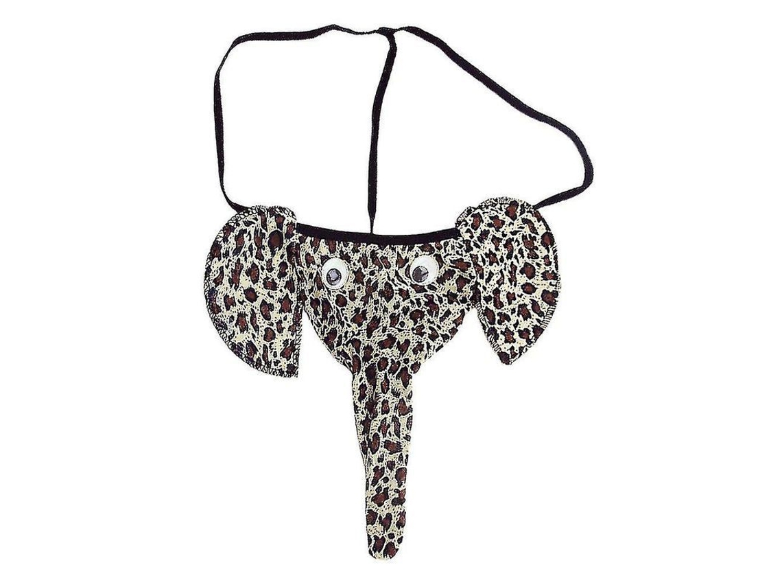 Cueca fio dental masculina com estampa de elefante, lingerie de poliéster, estampa de leopardo multicolorida opcional.
