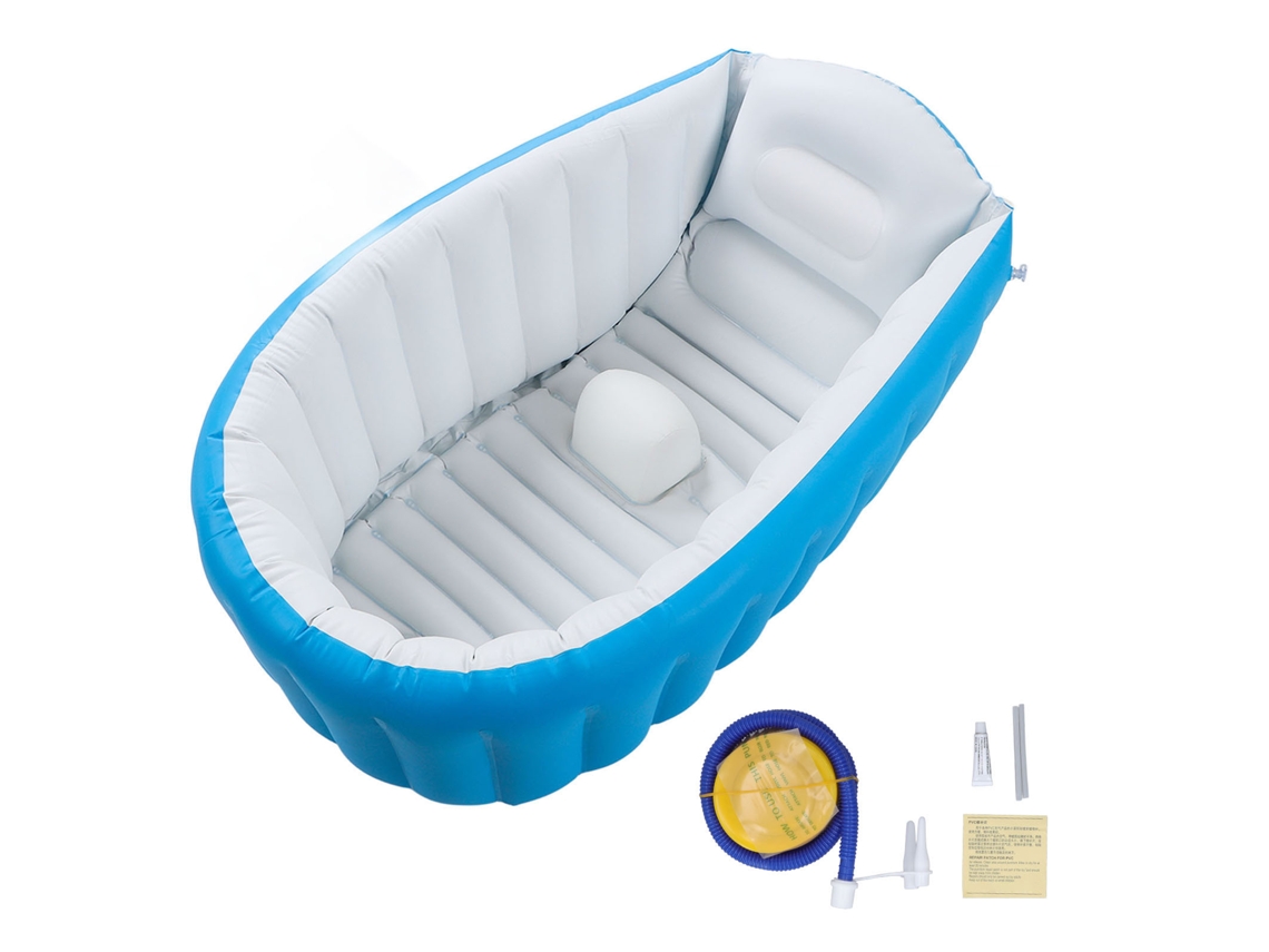 Primerox banheira Inflável para Bebê com Bomba de Ar Anti derrapante Plegável Azul