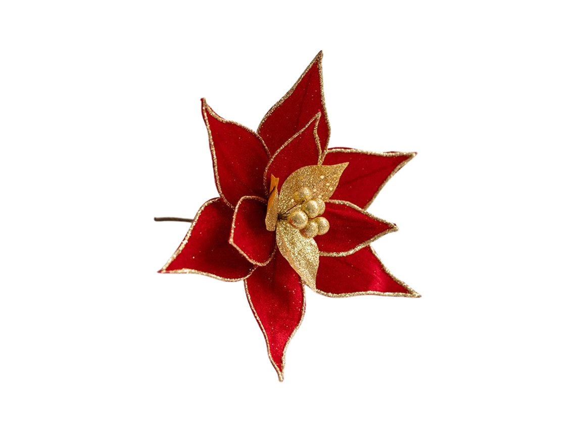 Conjunto de 10 Flores de Natal em Ouro e Vermelho LAXISCREED