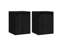Conjunto de 2 Armários de Parede MAISON EXCLUSIVE em Pinho Maciço Preto (30x30x40 cm)