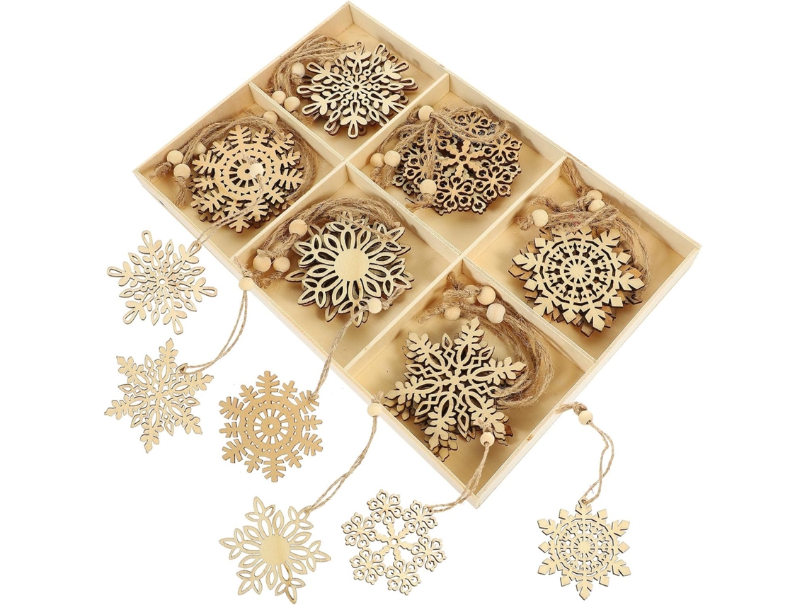 Conjunto De 24 Enfeites De Madeira Para Árvore De Natal, Decoração De Parede.