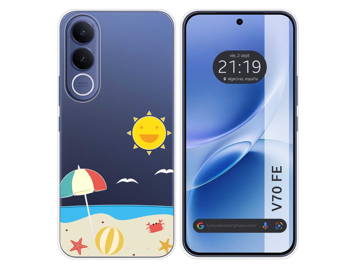 Capa Tumundosmartphone De Silicone Transparente Para Vivo V70 Fe Com Estampa De Desenhos Animados De Praia