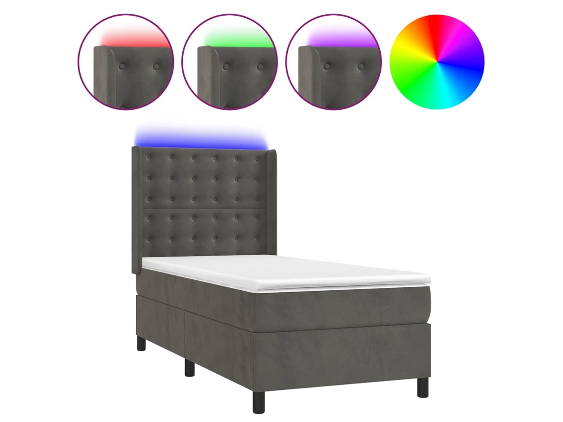 Box Spring Bed, Box Spring Beds Vidaxl Cinzeto Veludo (90 X 190 Cm)