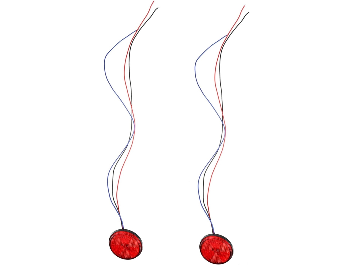 Lanterna Traseira Redonda De Led Com Refletor Para Motocicleta E Quadriciclo, 2 Unidades, Plástico Vermelho.