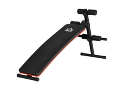 Banco Abdominal Dobrável E Ajustável Com Encosto Acolchoado, 47x139x51-69cm, Preto E Vermelho.