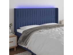 Vidaxl Cabeceira De Cama C/ Luzes Led Tecido 163x16x118/128 Cm Azul
