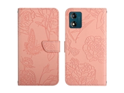Capa De Celular Flip Em Couro Sintético Com Textura De Borboleta Para Motorola Moto E13 4g Ht03