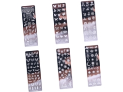 Conjunto De 6 Placas De Aço Inoxidável Para Estampar Unhas Com Motivos Florais E Babados.