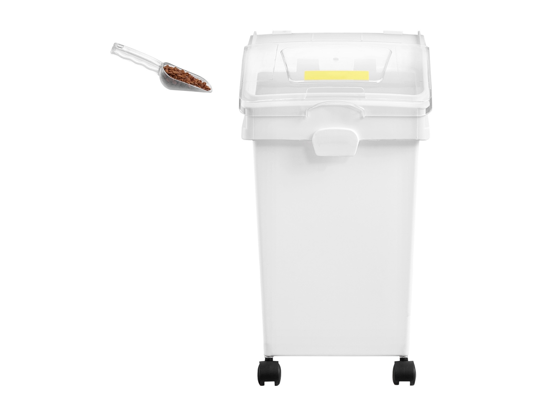 Recipiente de Farinha 15 Kg Arroz 3 Peças Conjunto com Tampas e Rodas Branco Armazenamento Alta Capacidade Dispensador Cereais