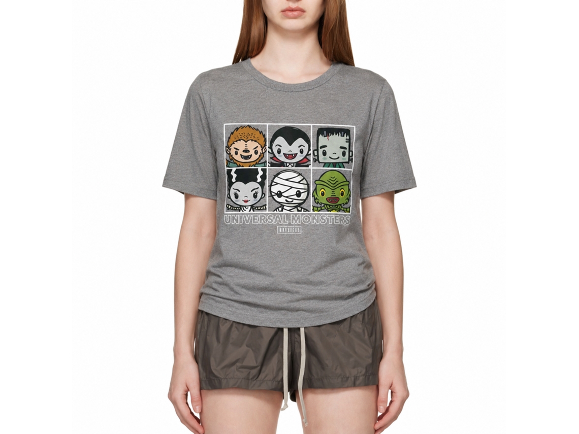 Rockinstone Universal Monsters Squares Graphite Heather T-shirt Size:m