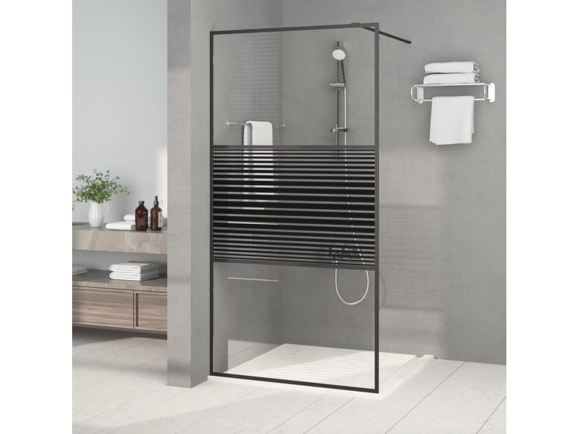 Vidaxl Divisória De Chuveiro C/ Vidro Esg Transparente 100x195cm Preto
