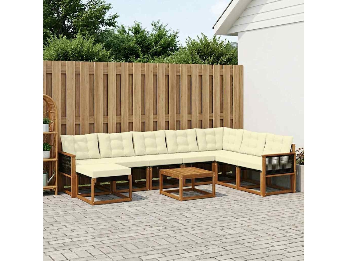 Vidaxl Conjunto De Sofás Para Exterior 9 Pcs Natural E Creme