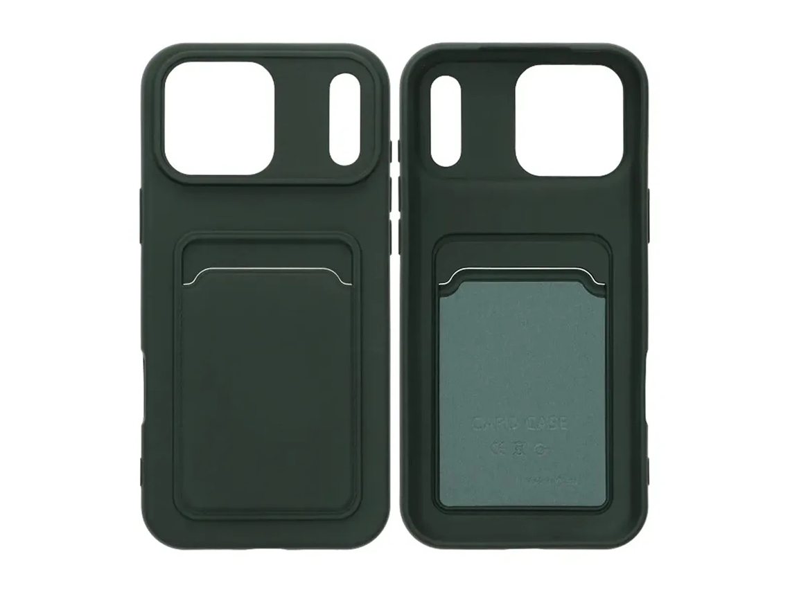 Capa De Silicone Para Celular Com Porta-cartões Para Iphone 17 Pro Max - Verde Militar