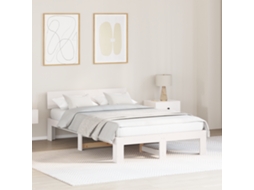 Estrado De Cama Com Cabeceira Branca 135x190 Cm Madeira De Pinho