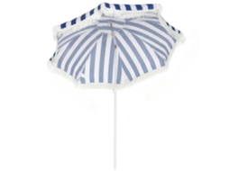 Ombrellone da Spiaggia Con Frange Ø180 Cm Ombrellone da Esterno Per Patio Con Altezza Regolabile e Inclinazione Di 30° Blu e Bianco ZENCORE SERVICES