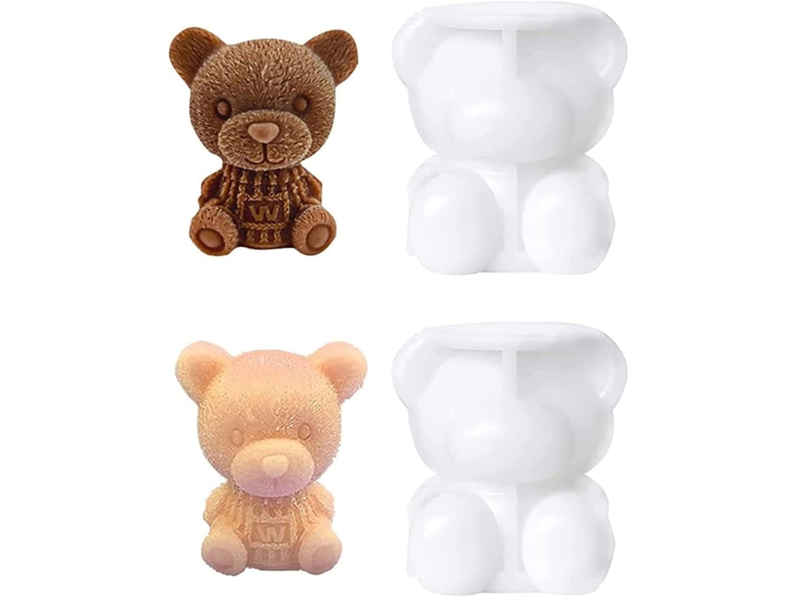 Conjunto De 2 Moldes De Gelo Em Formato De Urso, Molde De Fondant, De Silicone 3d, Para Fazer Cubos, Chocolate E Doces