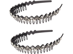 Tiara De Duas Peças Com Dentes, Acessório De Moda Elegante E Preto.