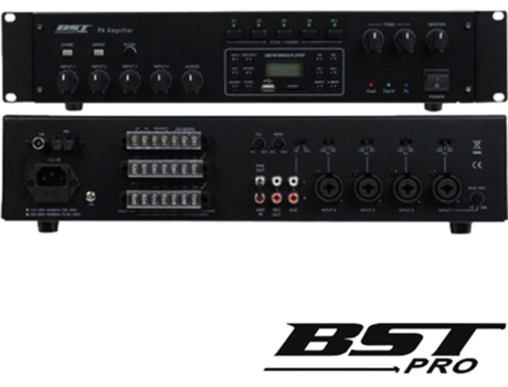 Amplificador Pa Phantom 24v 240w 4 Zonas Usb/Sd/Am/Fm 