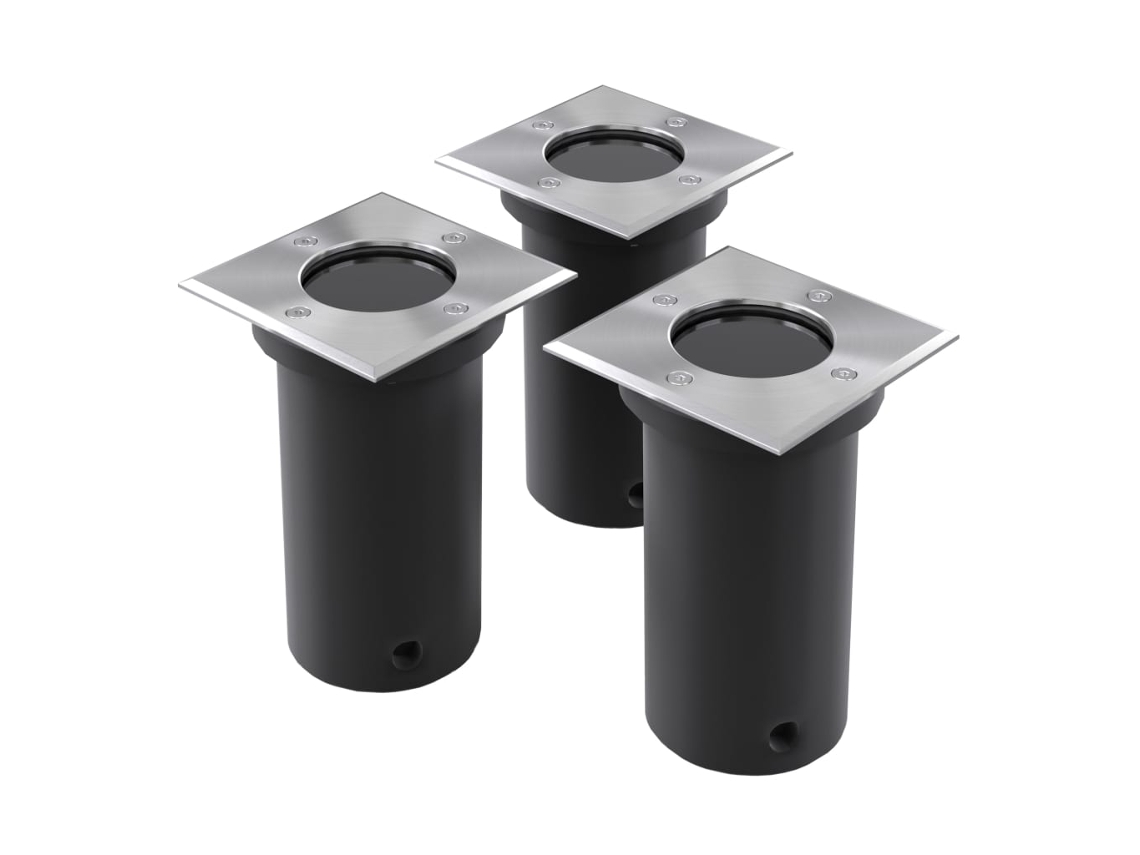 Vidaxl Iluminação De Chão Para Exterior 3 Pcs Quadrado
