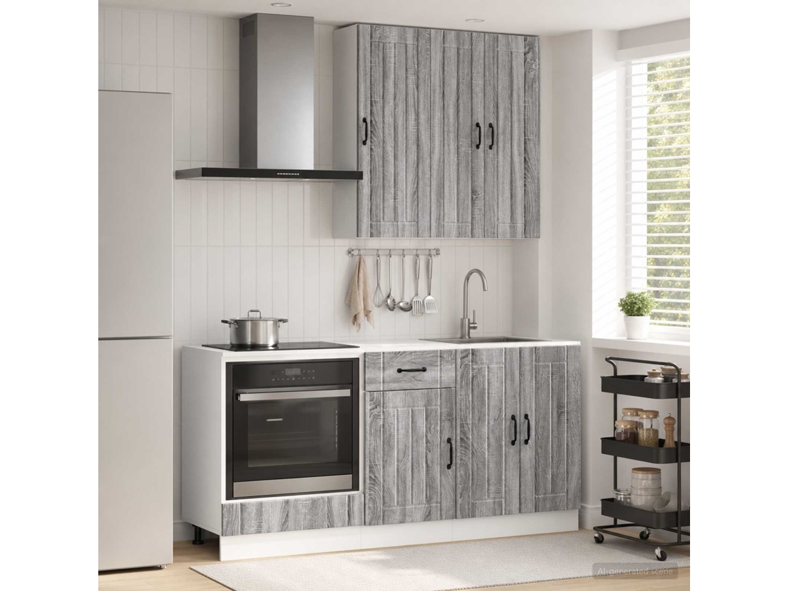 Vidaxl Unidade De Cozinha Lucca 5 Pcs Sonoma Cinzento