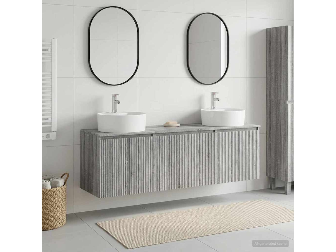 Vidaxl Conjunto De Armários Para Banheiro 3 Unid. Sonoma Cinzento