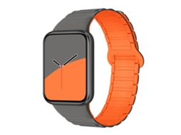 Bracelete Para Redmi Watch 6 / 5 / Xiaomi Band 9 Pro / 8 Pro - Silicone Magnético - Três Contas Cinza E Laranja