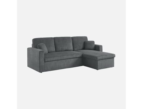 Sofá-Cama de Canto de Veludo Cotelê Grande de 3 Lugares Cinza Escuro SWEEEK