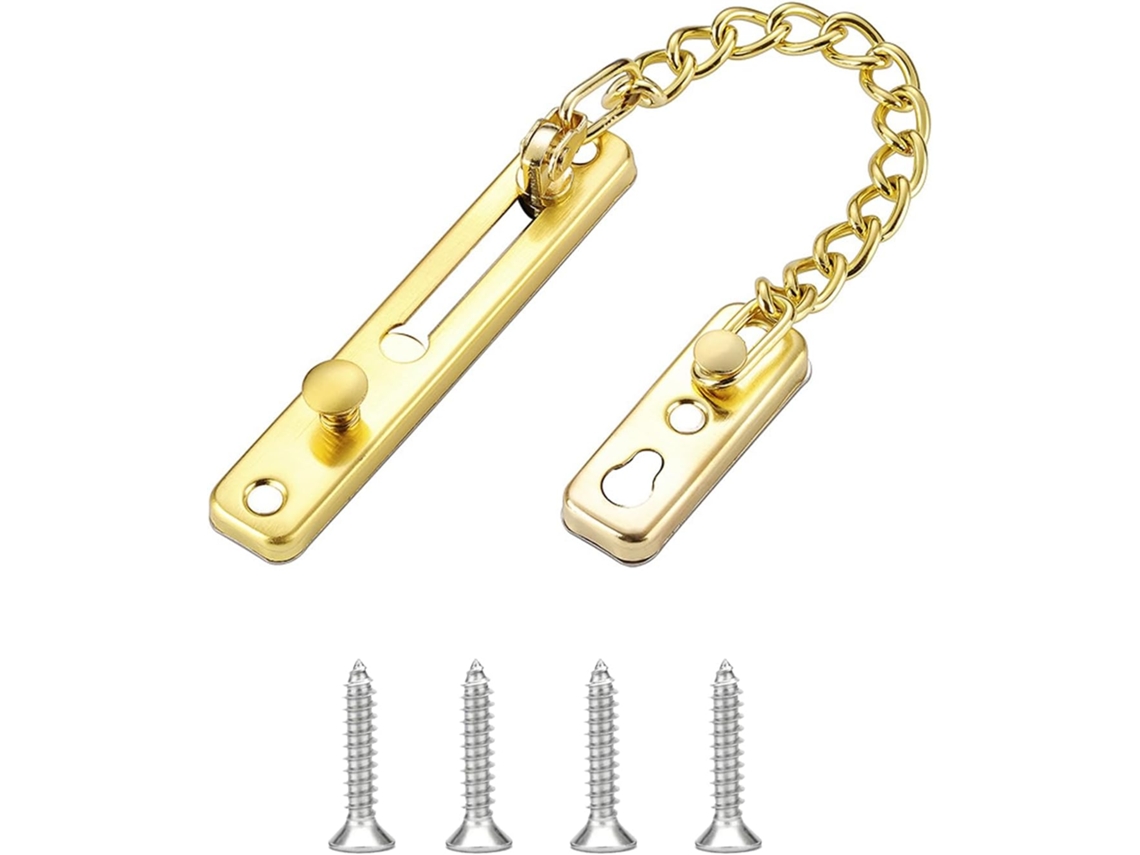 Corrente De Porta, 1 Peça, Segurança Reforçada Em Aço Inoxidável Dourado, Durável, Fácil Instalar, Para Porta Entrada, Casa E Escritório.