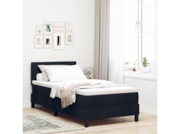 Cama Box Com Colchão E Led Preta 100x200 Cm Tecido