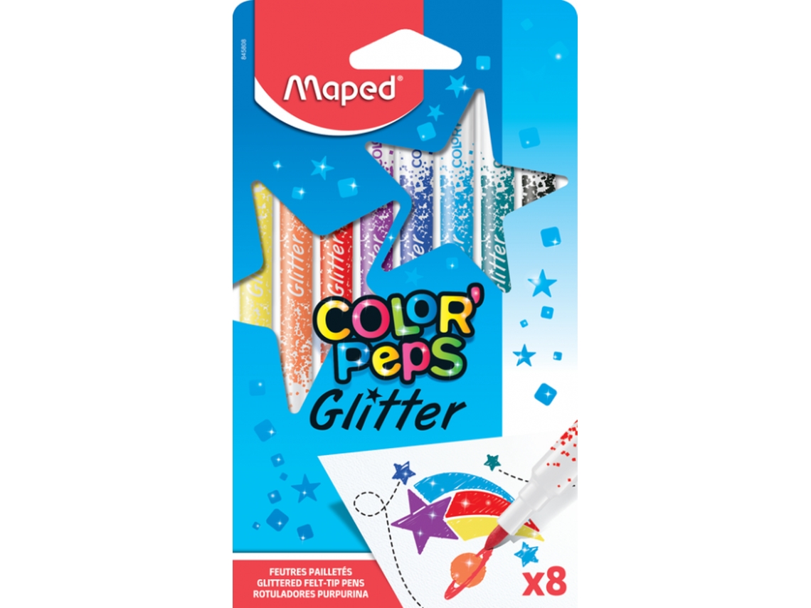 Caixa 8 Feltros Color Peps Glitter Maped