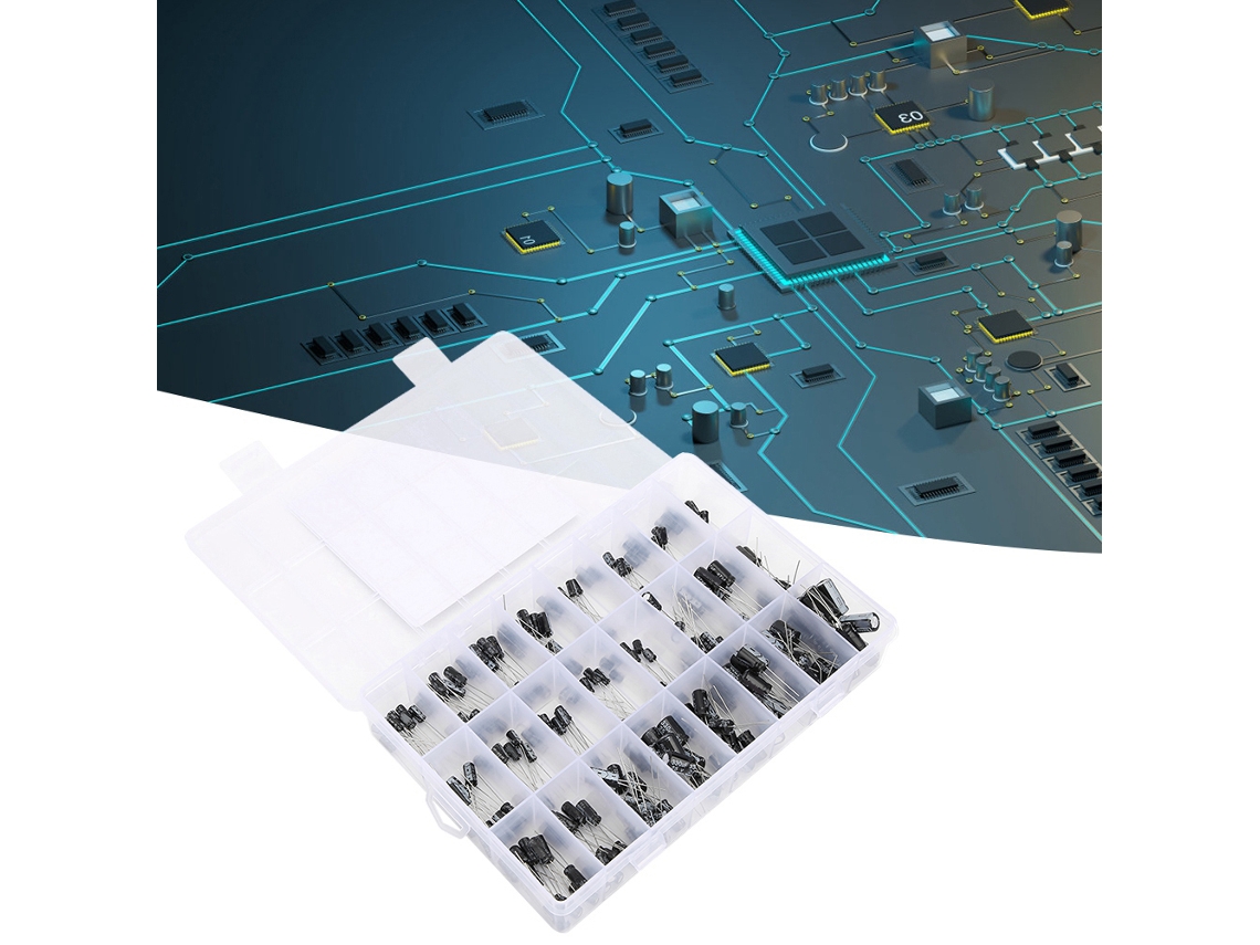 Kit De Capacitores Eletrolíticos Laxiscreed Com Várias Capacidades E Caixa De Armazenamento