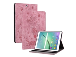 Capa de couro para tablet Webake com estampa de borboleta rosa