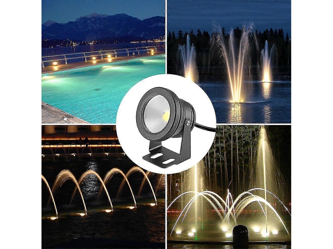Rebe luz Led Submersível Ip65 10w 900 1000lm 12v para Piscina Fonte Lago Aquário Ângulo Ajustável 180° Luz Negra e Quente