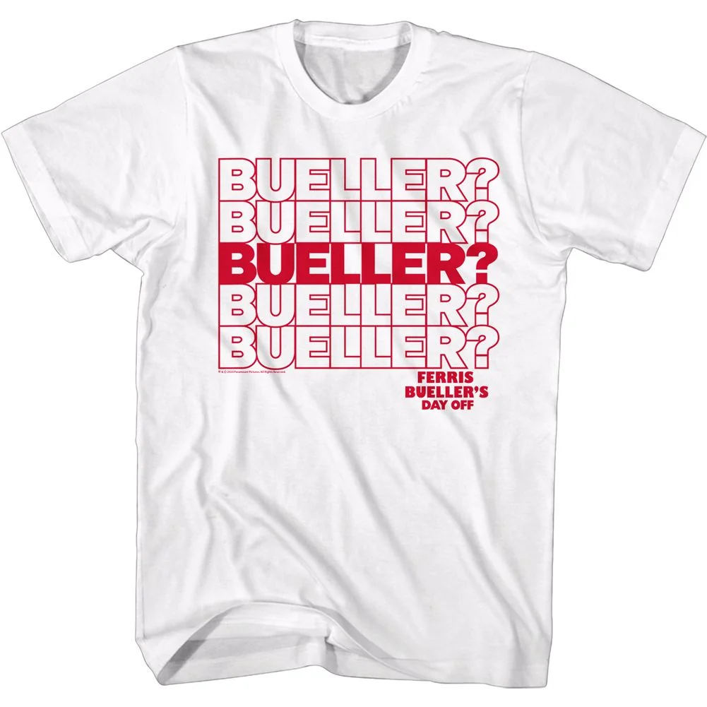 Rockinstone Ferris Bueller's Day Off Beuller Repeat White Adult T-shirt Size:m