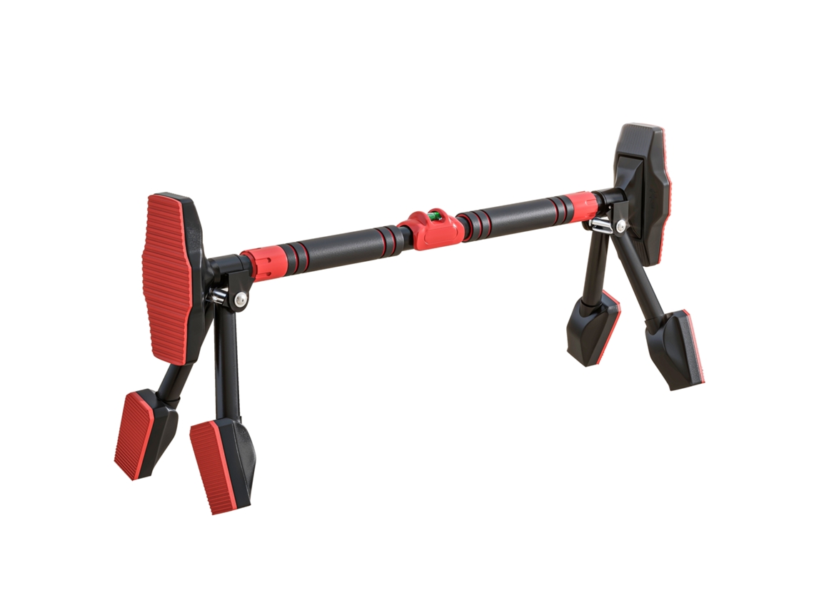 Barra de Puxada Ajustável de 80 a 110 Cm, Barra de Porta Nivelada Integrada, Estrutura Triangular, Até 225 Kg, Preta Ge