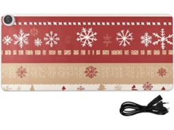 Mousepad Grande, Sem Costuras, Aquecido, em Poliuretano, com Estampa de Árvore Natal Vermelha, 80 X 33 Cm