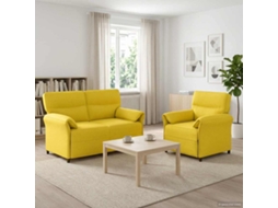 Vidaxl Conjunto De Sofás 2 Unid. Amarelo Claro Tecido