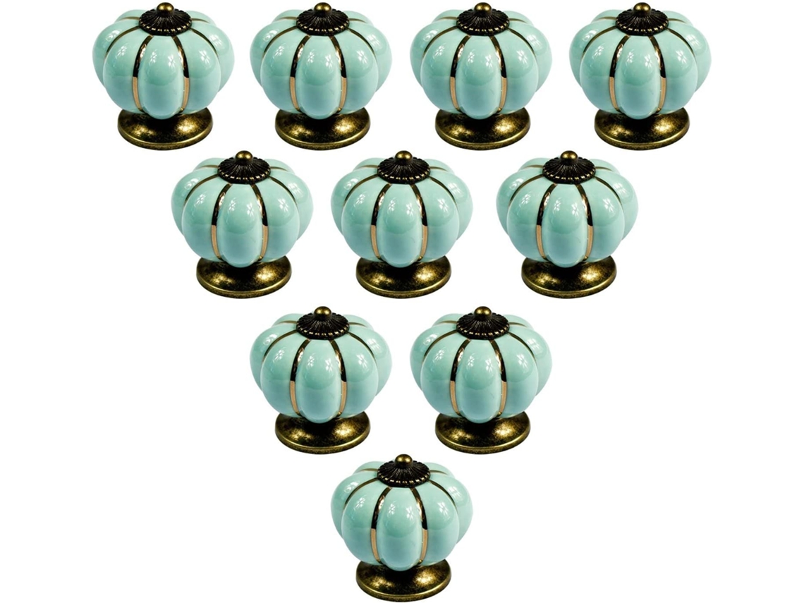 Conjunto de 10 botões de cerâmica azul claro estilo vintage europeu BRILVIBERA
