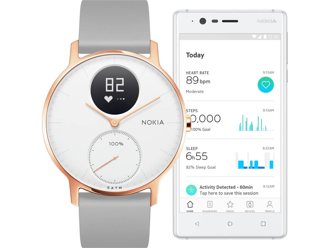 Relógio Desportivo NOKIA Steel HR36mm (Bluetooth - Até 25 meses de autonomia - Cinzento)