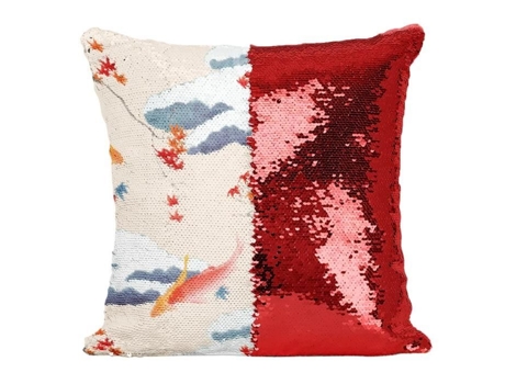 Almofada com Capa de Lantejoulas Tecido Lantejoulas Vermelhas Carpa Koi com Estampa Do Japão Quimono Japão Padrão Laranja FABULOUS