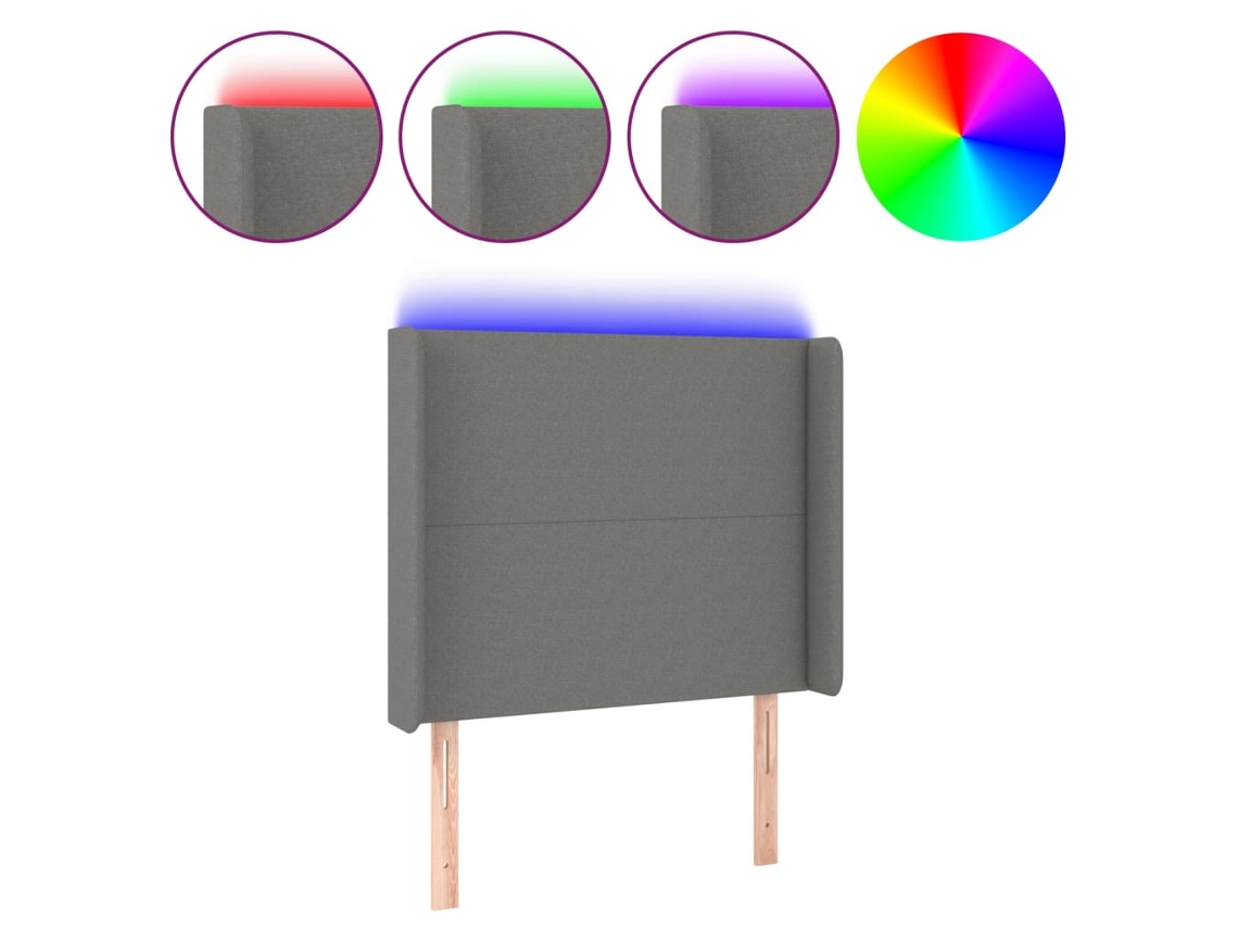 Led Headboard, Led Headboards Vidaxl Cinzeto Tecido (93 X 16 X 118/128 Cm)